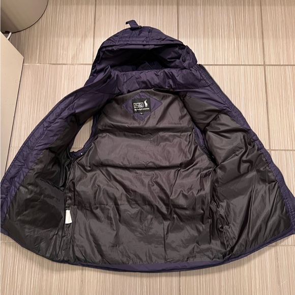 Rare Polo Ralph Lauren Vest puffy puff Great Britain UK small logo navy hood - Picture 7 of 8